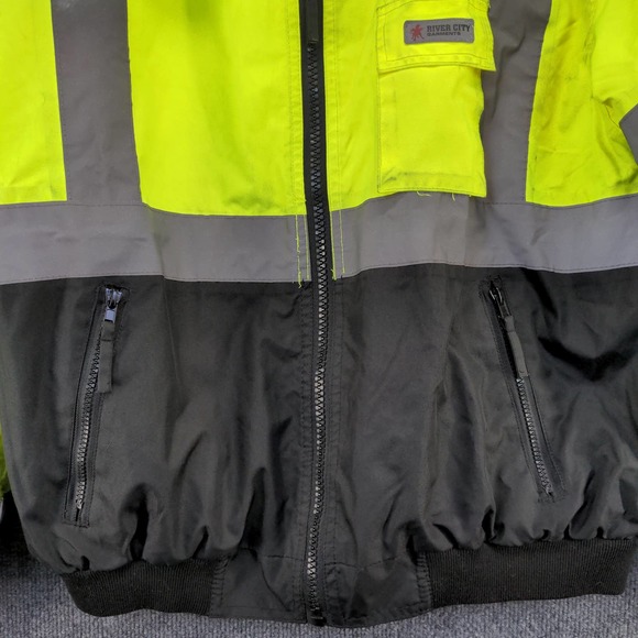 River City Garments Mens Full Zip Jacket Reflective Bright Green Size S Class 3 - Picture 8 of 16